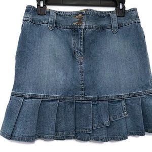 8P Ann Taylor LOFT Ruffled Denim Skirt